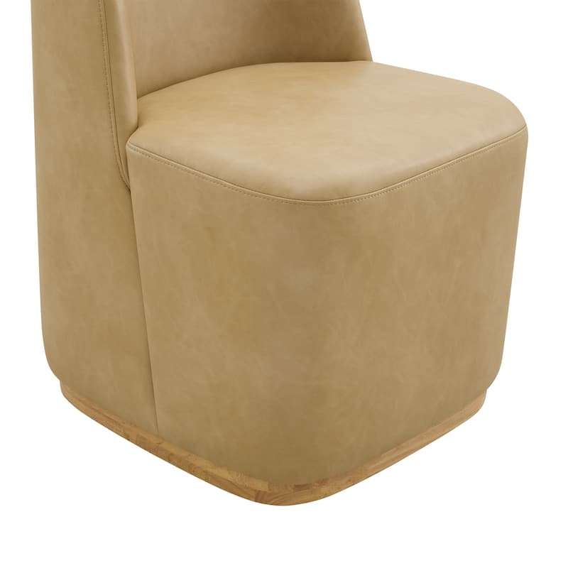 Brian Modern Dining Chairs with Casters&Wood Base Set of 2