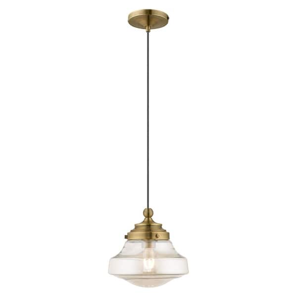 slide 2 of 14, Livex Lighting Art Glass 1-light Schoolhouse Mini Pendant - 9"Dia. x 11"-90"Adj. H