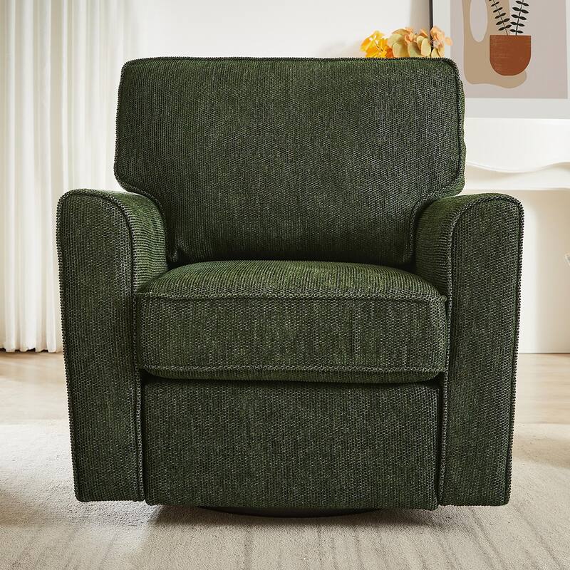 360 Degree Swivel Chair for Living Room, Swivel Accent Chair with Armrest, Chenille Sofa Chair with Side Pockets