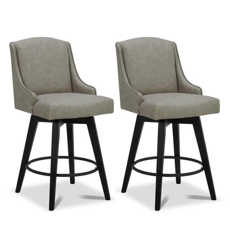 Spruce & Spring Jayden Upholstered Counter Height Swivel Barstool Set - Grey