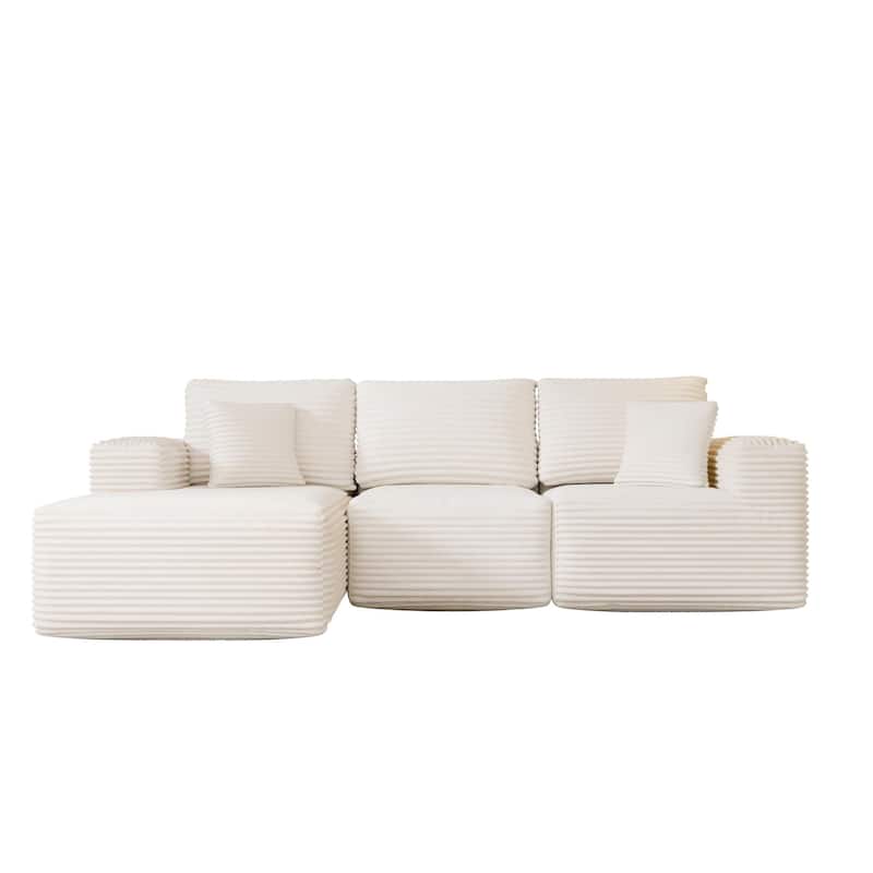 104" Modular Sectional Sofa with L-Shape Chaise Modern Upholstered Cloud Couches with Throw Pillows - 104 in.W x 23.6 in.H