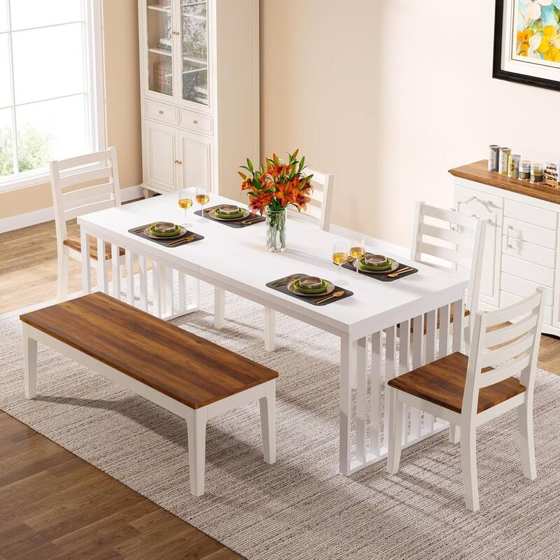 78.74" Industrial Rectangle Dining Table, Wood Kitchen Table for Living & Dining Rooms