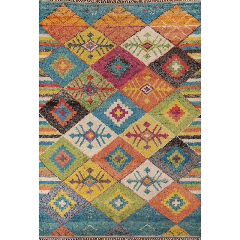 All-Over Trellis Moroccan Oriental Area Rug Handmade Wool Carpet - 8'11" x 12'3"