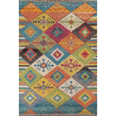 All-Over Trellis Moroccan Oriental Area Rug Handmade Wool Carpet - 8'11" x 12'3"