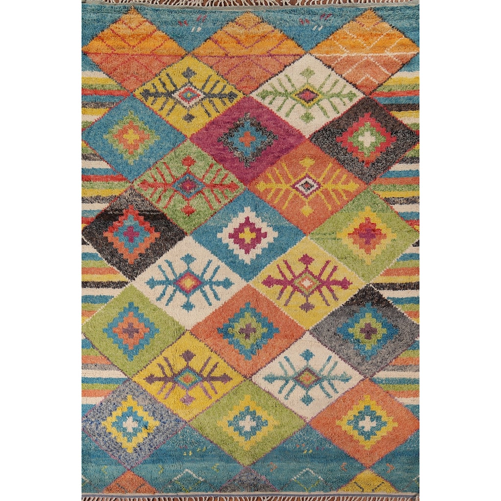 All-Over Trellis Moroccan Oriental Area Rug Handmade Wool Carpet - 8'11" x 12'3"