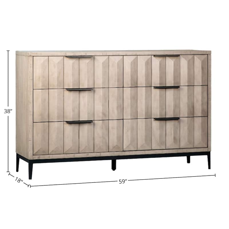 Emilia Pine Modern 6-Drawer Storage Dresser