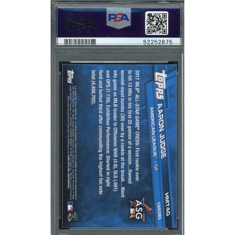 Aaron Judge 2017 Topps Chrome Update Baseball Rookie Card #HMT40 Graded PSA 10 - 8'6" x 11'6"