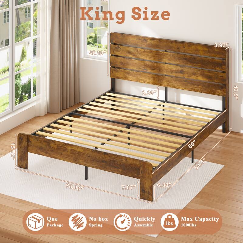 Bed Frame with Headboard and Footboard, with Under Bed Storage, LED Lights, Charging Station
