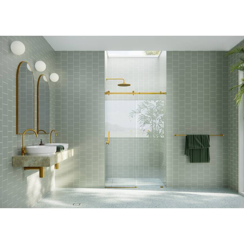 Glass Warehouse 52 in. x 78 in. Sliding Frameless Shower Door with Square Hardware
