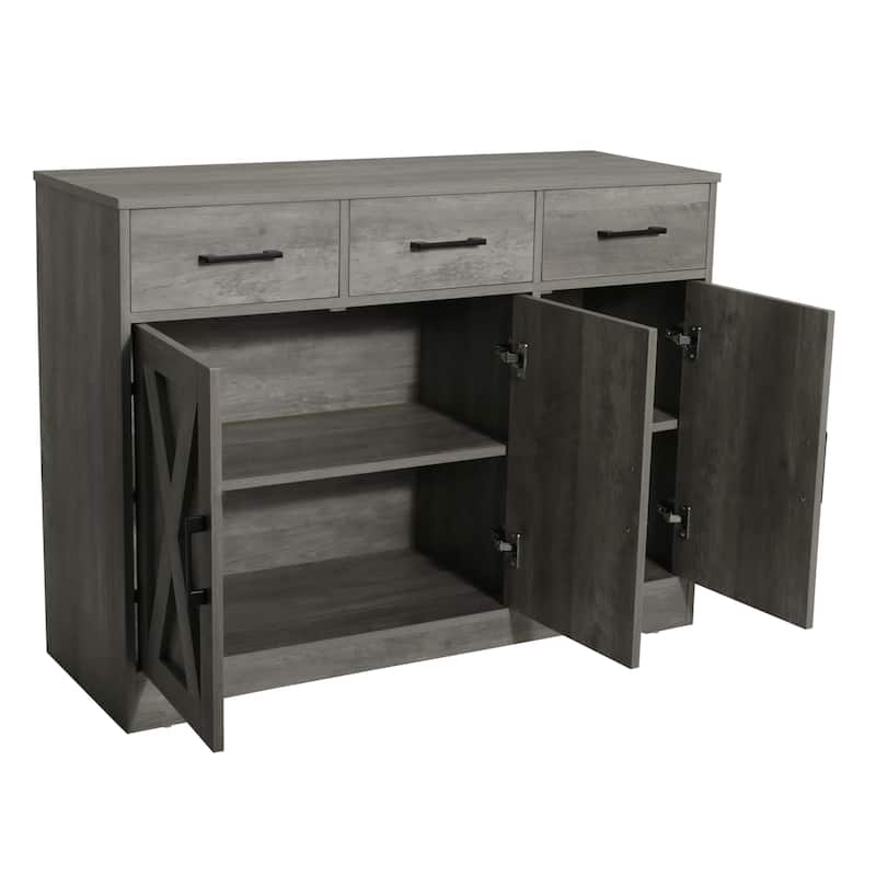 Traditional 42.4" Wide 3 Drawer Sideboard Storage Cabinet
