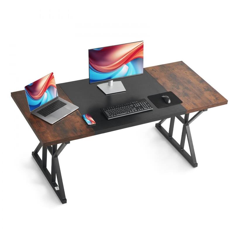 Modern Computer Desk with Sturdy Particleboard Top and Steel Frame for Home Office Workstation