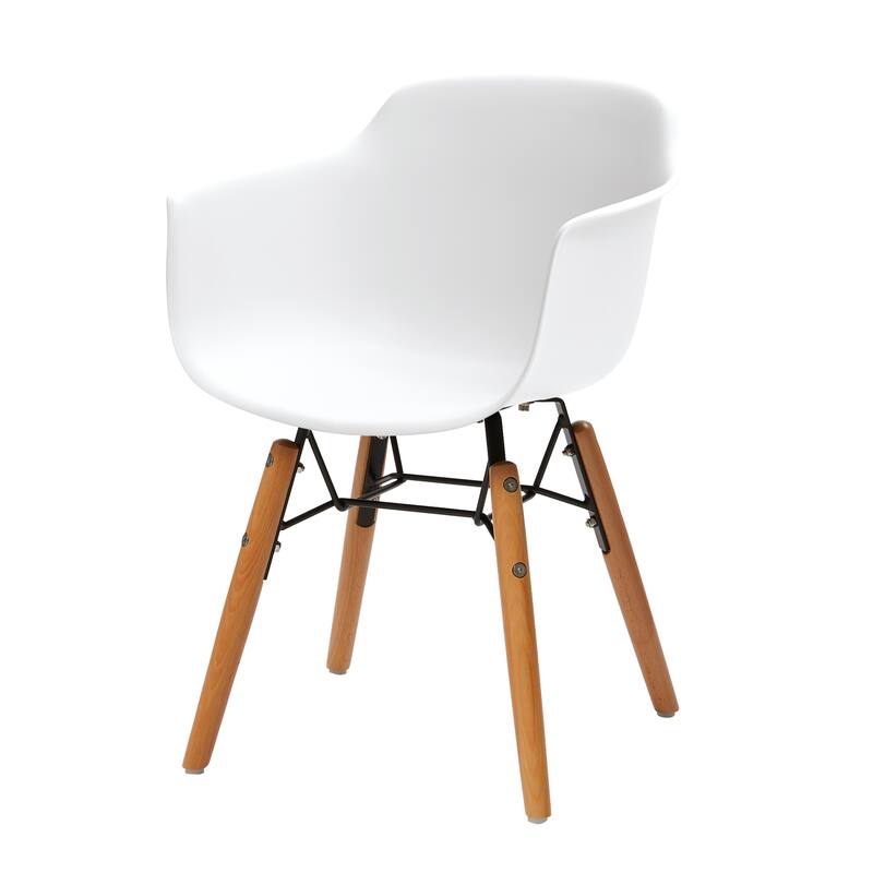 HomeRoots Set Of Four White And Brown Heavy Duty Plastic And Wood Juvenile Side Chairs - 16.00 in. x 23.00 in. x 15.00 in.