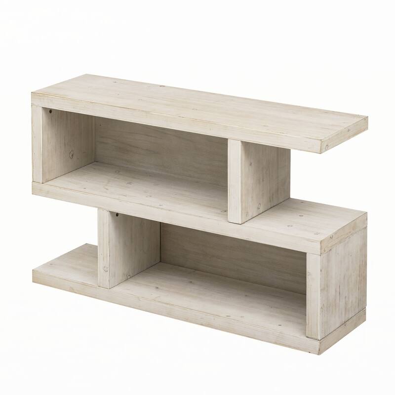 Retro Entryway Table with 2-Tier Open Shelf(Natural)