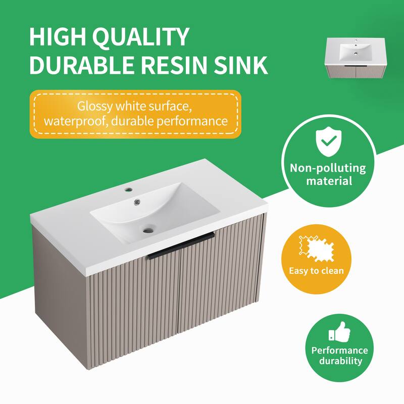 BNK 36''/48'' Single Bathroom Vanity With Sink, Floating Bathroom Vanity with Soft Close Door