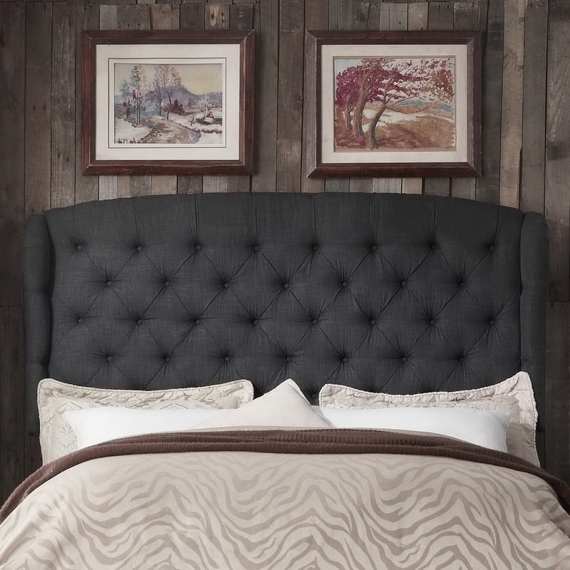 Moser Bay Furniture Feliciti Tufted with Wings Upholstery Headboard, Queen Size, Grey