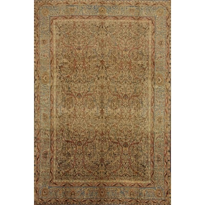 Hand Knotted Oriental 100% Wool Carpet Traditional All-Over Yellow & Gold Tabriz Area Rug - 13' 0'' X 9' 11''