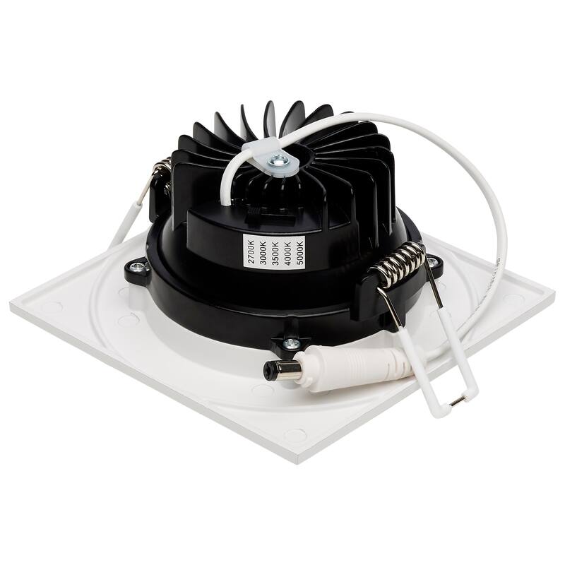 12W LED Direct Wire Downlight Gimbaled 3.5In CCT Selectable Square Remote Driver White 840L