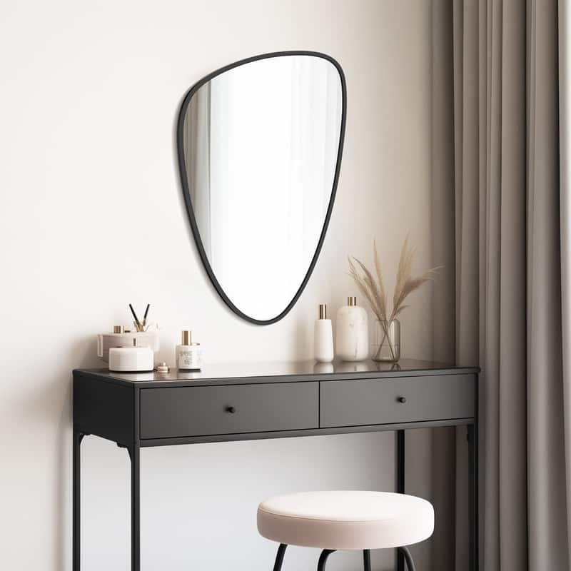Aluminum-framed Pebble Asymmetrical Decorative Mirror