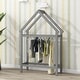 preview thumbnail 7 of 16, Twin Size Wood House Floor Bed, Kids Bedroom Set with Twin Bed, Storage Shelf and Hanger, Wooden Bed Frame for Kids Boys Girls