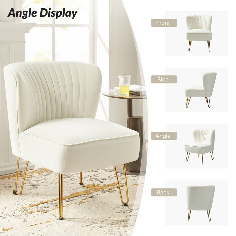 Barto Modern Velvet Tufted Side Chair with Golden Legs by HULALA HOME