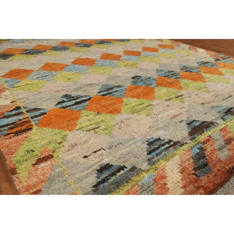 Trellis Moroccan Oriental Area Rug Handmade Multi-Color Wool Carpet - 6'9" x 10'0" - 6'9" x 10'0" - Multi-Color