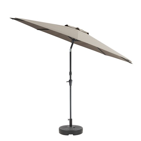 CorLiving 10" UV Wind Resistant Tilting Swith Grey Umbrella with Base
