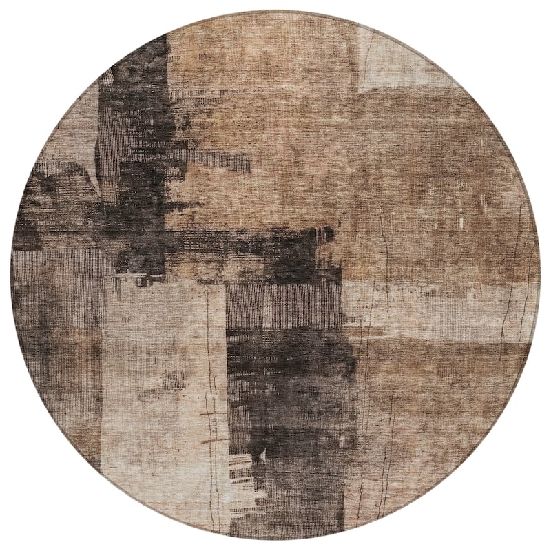 Machine Washable Indoor/ Outdoor Abstract Contemporary Chantille Rug