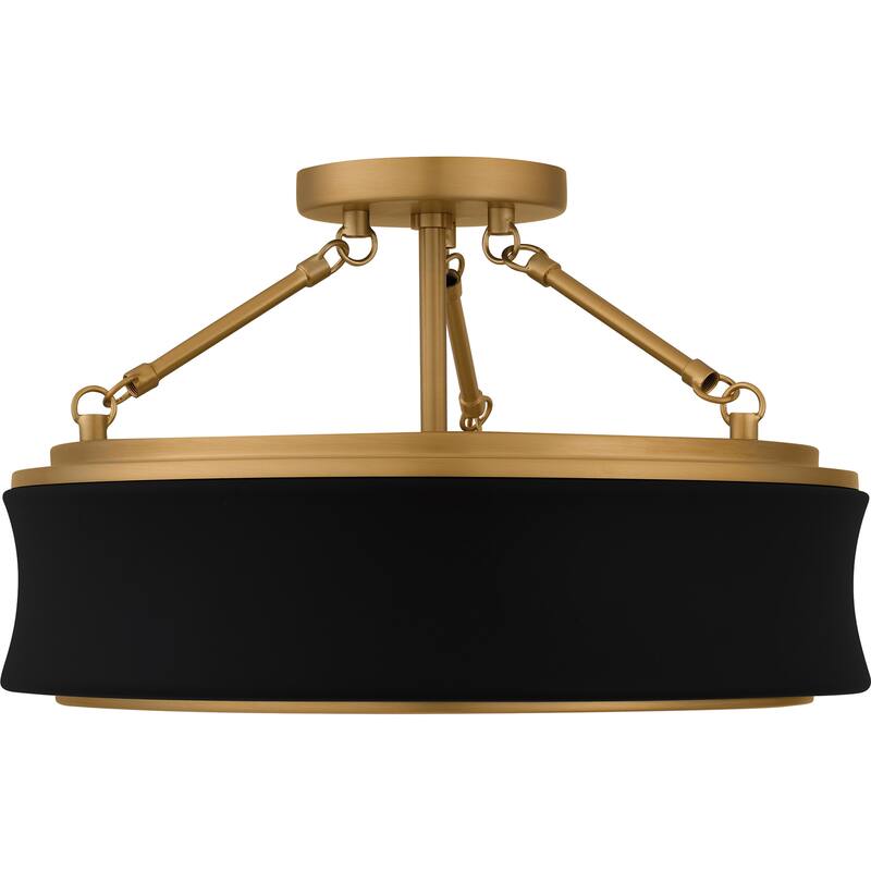 Dylan 3-Light Matte Black Semi-Flush Mount