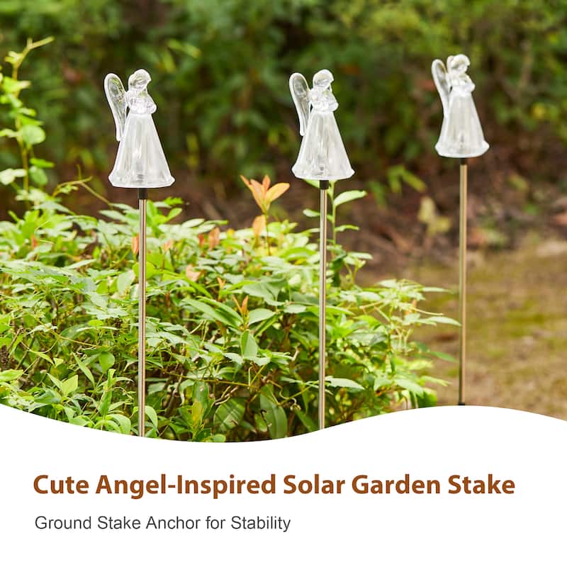 Glitzhome 36"H Set of 3 Flower/Angel Solar Garden Decorative Lights