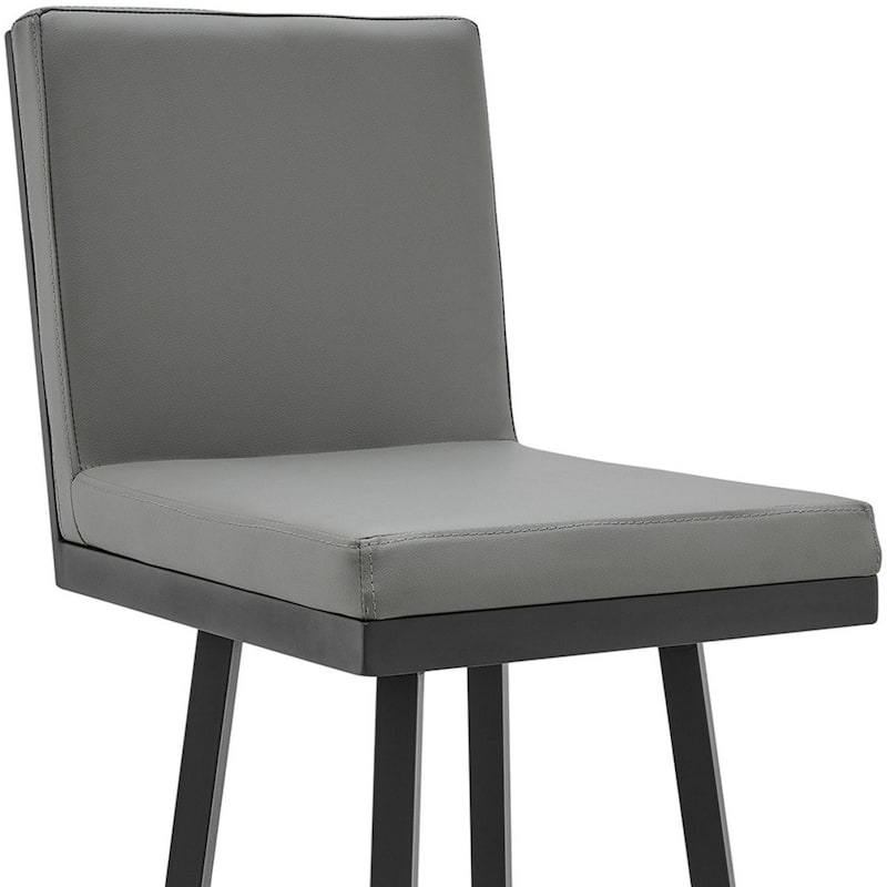 30" Modern Kitchen Swivel Bar Stool with Faux Leather Upholstery Seat and Iron Frame - 44”H x 19”W x 23”D