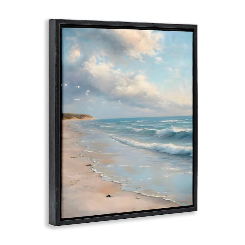 Stupell Where Seagulls Fly Beach View Framed Floater Canvas Wall Art Design By Franklyn Gregory