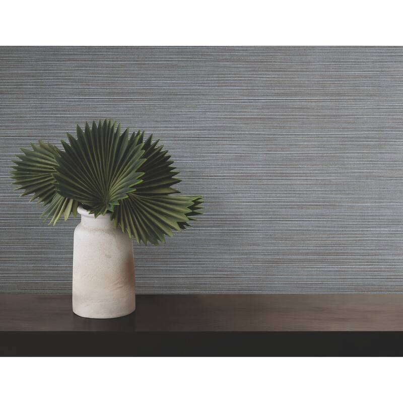 Warner Lorn Blue Faux Grasscloth Wallpaper