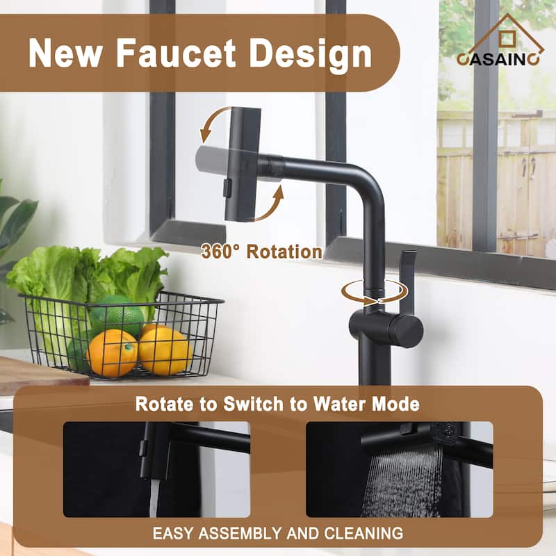 Single Handle Pull Down Sprayer Kitchen Faucet with Motion Sense Wave, Power Boost