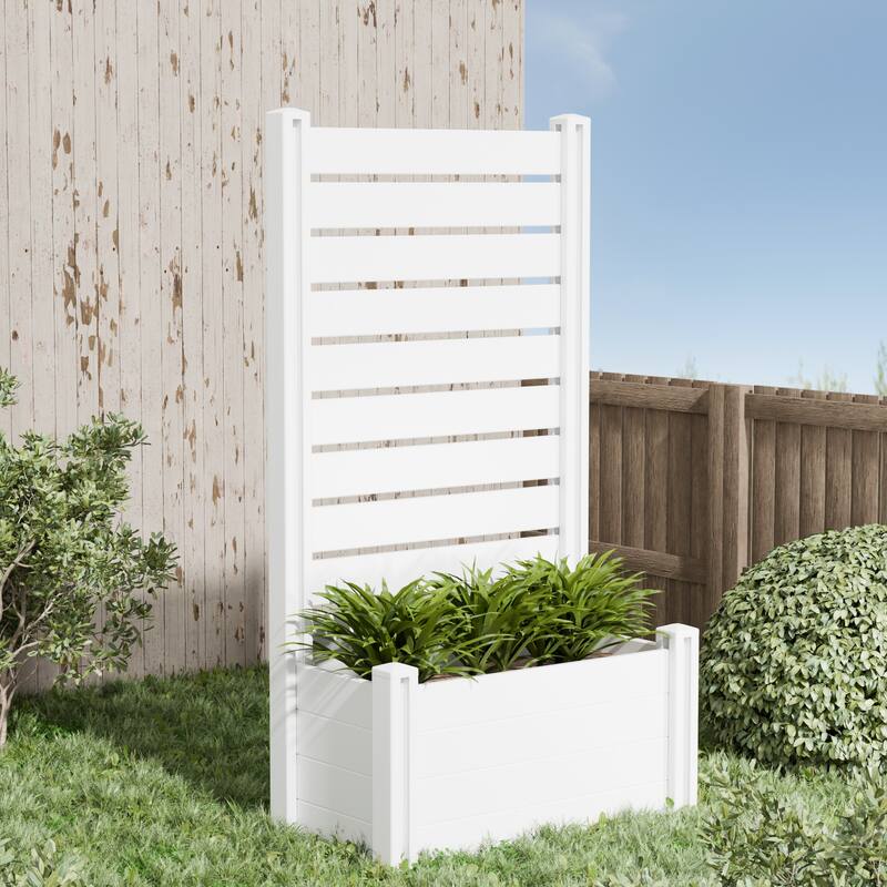 Outdoor PVC Privacy Raised Garden Bed Panels Planter Box With Ground Stakes - Option 8