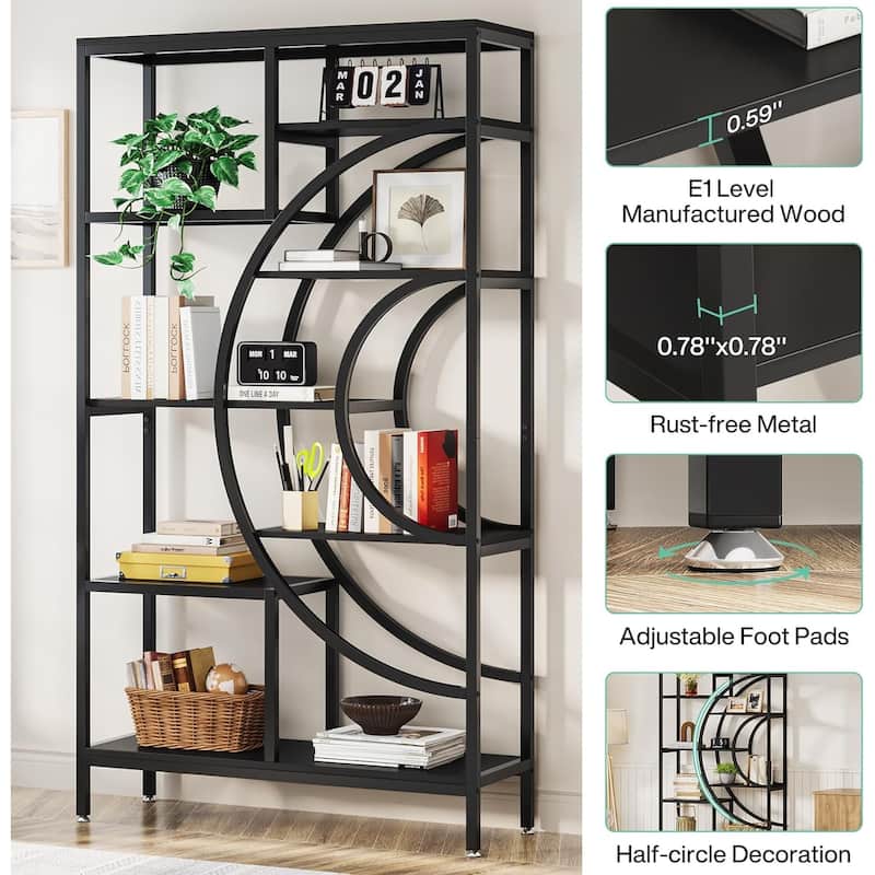 71 inches Geometric Bookcase, 8 Tiers Tall Bookshelves for Home Office