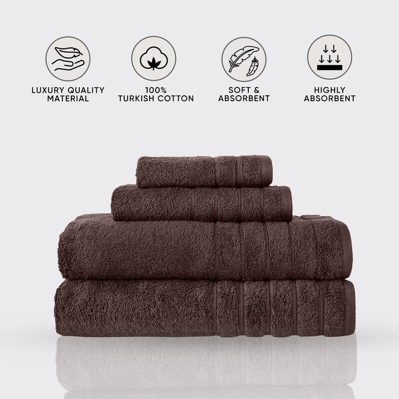 Classic Turkish Towels 4 Piece Cotton Towel Set, Absorbent Hotel & Spa