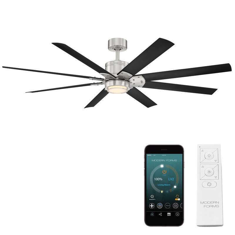 Renegade Indoor and Outdoor 8-Blade Smart Ceiling Fan 66in with 3000K LED Light Kit and Remote Control with Wall Cradle - 66