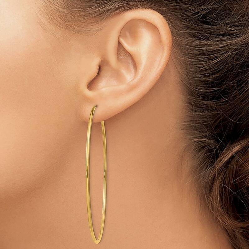 Curata 14k Yellow Gold 1.5x65mm Polished Round Large Endless Hoop Earrings