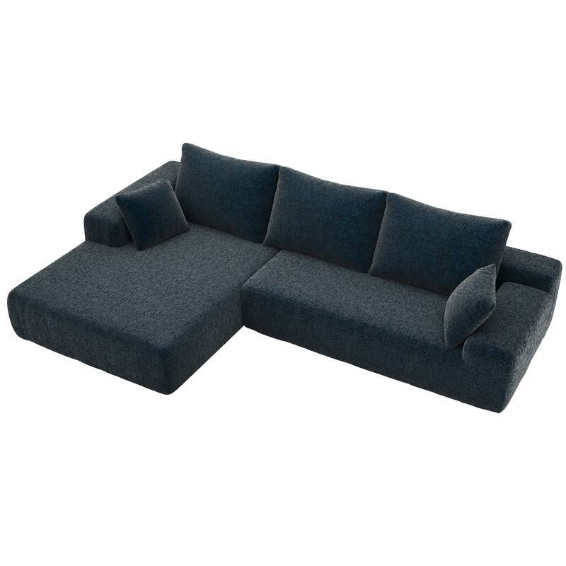 Momei L-Shaped Sofa - High-Density Foam with Spring, Multiple Cushions, Living Room
