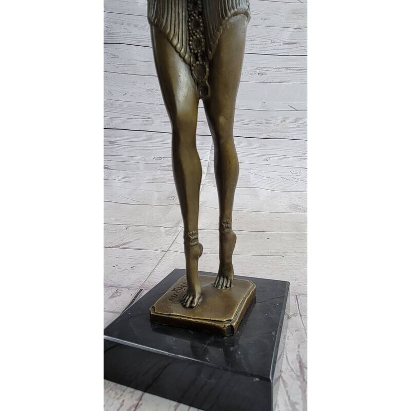 Chiparus Star Dancer Girl Art Deco Bronze Statue Sculpture Figure On Marble Base 14 Inches X 7 Inches