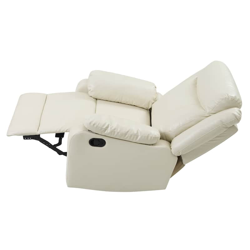 Solid Reclining Upholstered Accent Chair with Padded Arms - 40" - White
