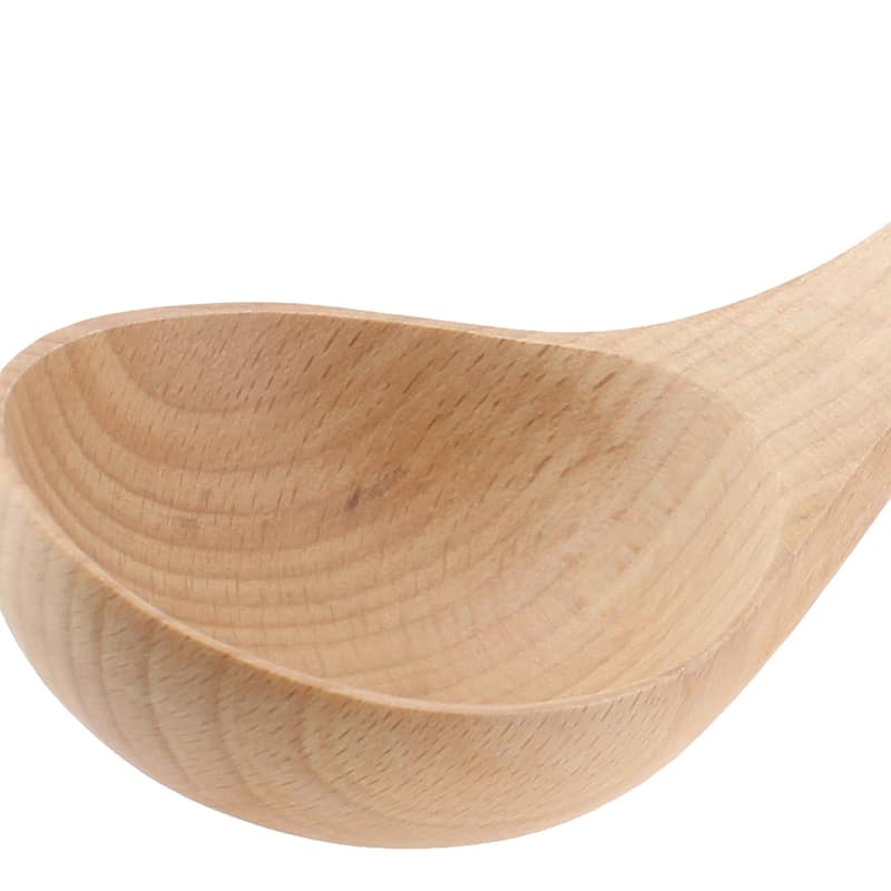 Wooden Ladle Spoons Natural Grain Kitchen Soup Spoon Dining Spoons 8" - Wooden Color
