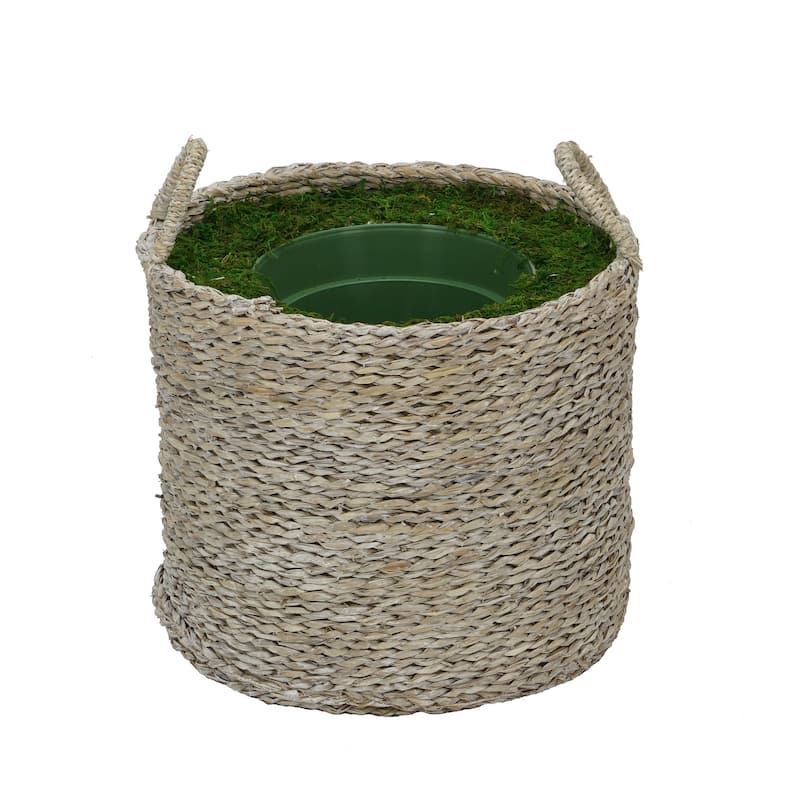 Large Seagrass Basket Planter Pot-in-a-Pot - White-Washed