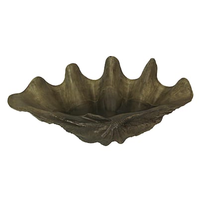 Lifelike Cast Polyresin Giant Clam Shell Decorative Bowl - 7 X 20.25 X 11 inches