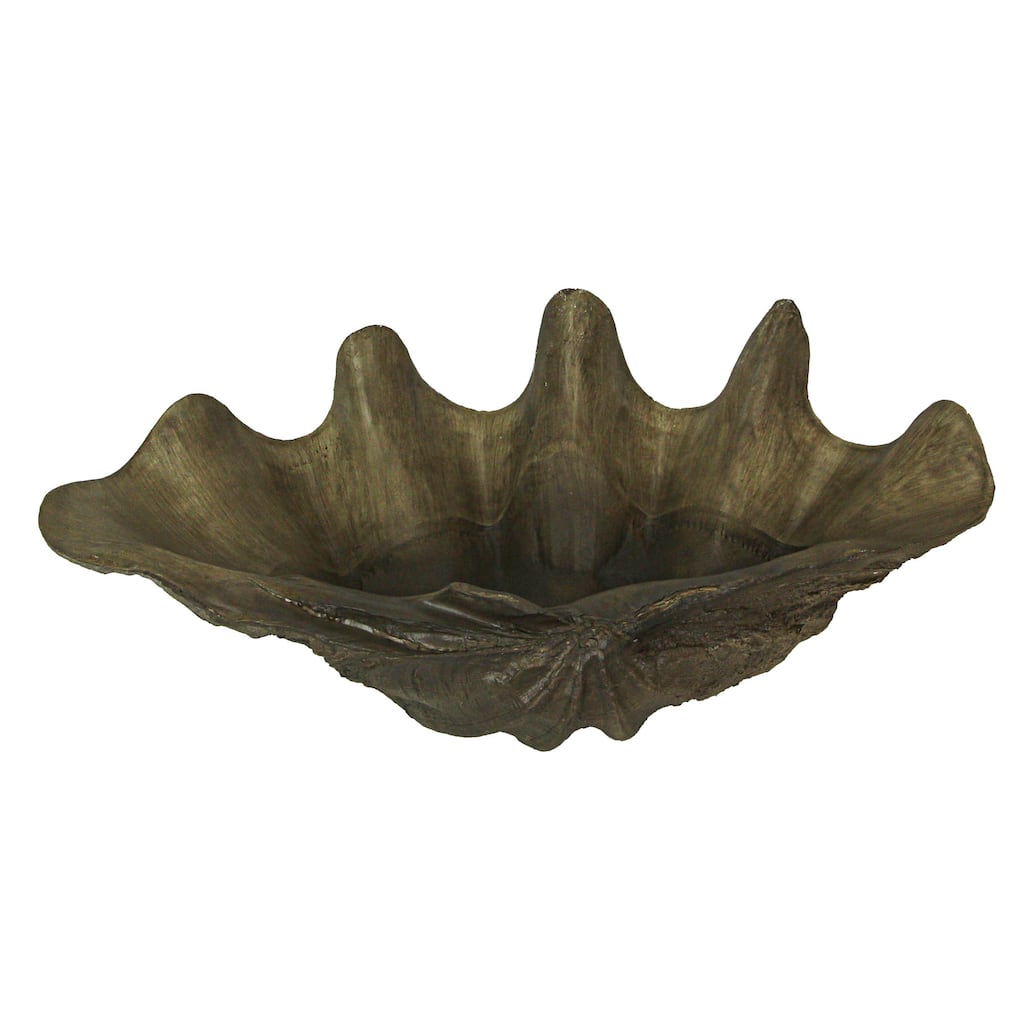 Lifelike Cast Polyresin Giant Clam Shell Decorative Bowl - 7 X 20.25 X 11 inches