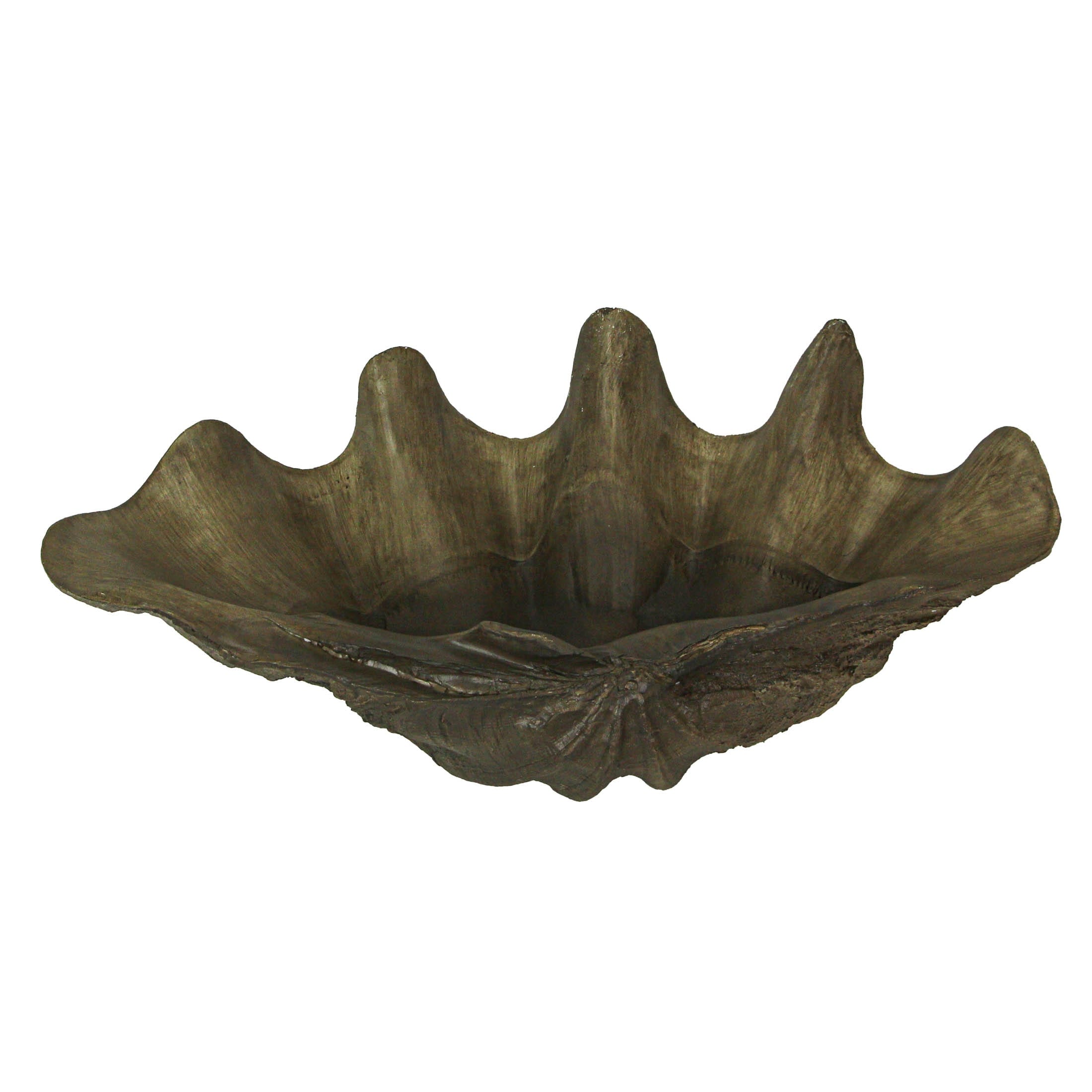 Lifelike Cast Polyresin Giant Clam Shell Decorative Bowl - 7 X 20.25 X 11 inches