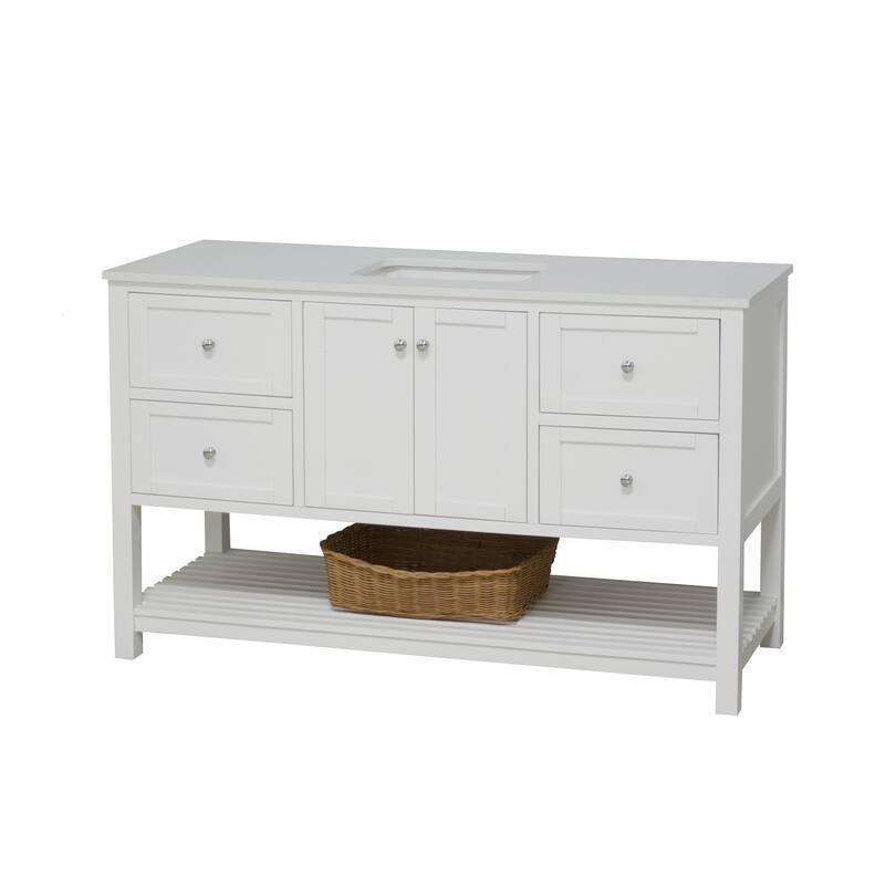 KitchenBathCollection Lakeshore 60" Single Bathroom Vanity with Engineered White Top
