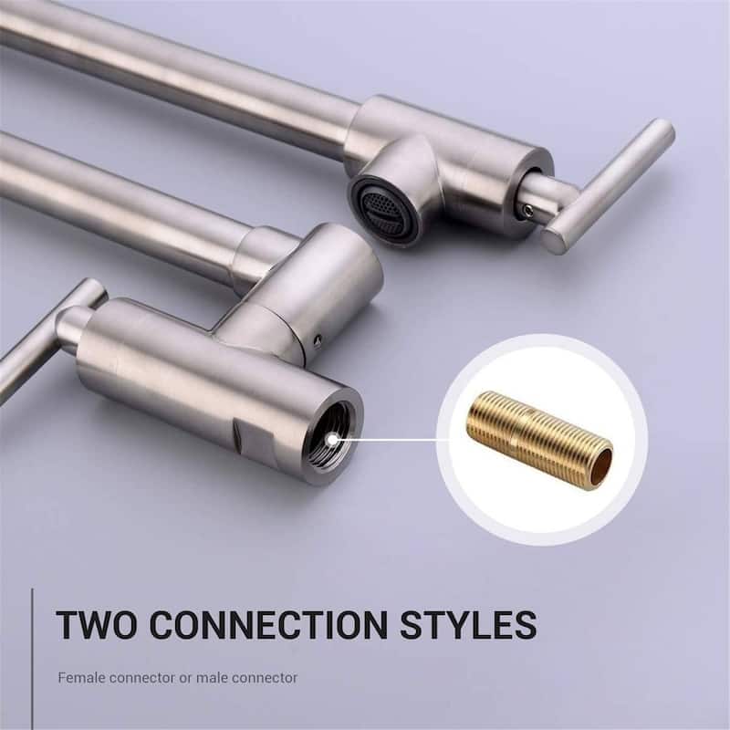 Pot Filler Faucet Wall Mount Folding Kitchen Sink Faucet Double Joint Swing Arm Articulating Commercial Double Handle Taps