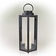 preview thumbnail 8 of 9, Alpine Corporation 18" Tall Outdoor Hexagonal Battery-Operated Metal Lantern with LED Lights, Black