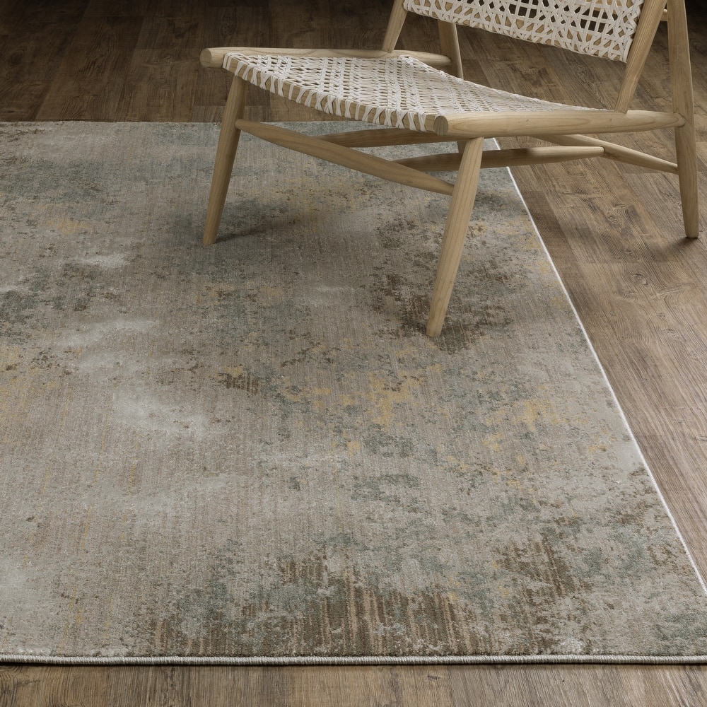 Melody Distressed Abstract Beige/ Yellow Area Rug